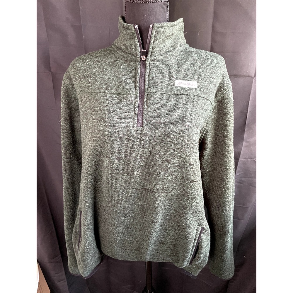 EDDIE‎ BAUER Men's 1/4 Zip Fleece Pullover Sweater Size L Gray Outdoor Hiking Wa